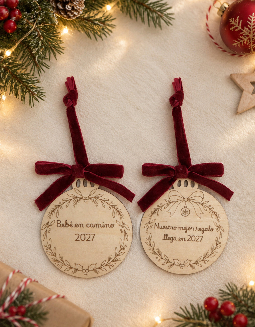 Adorno navideño personalizado de madera