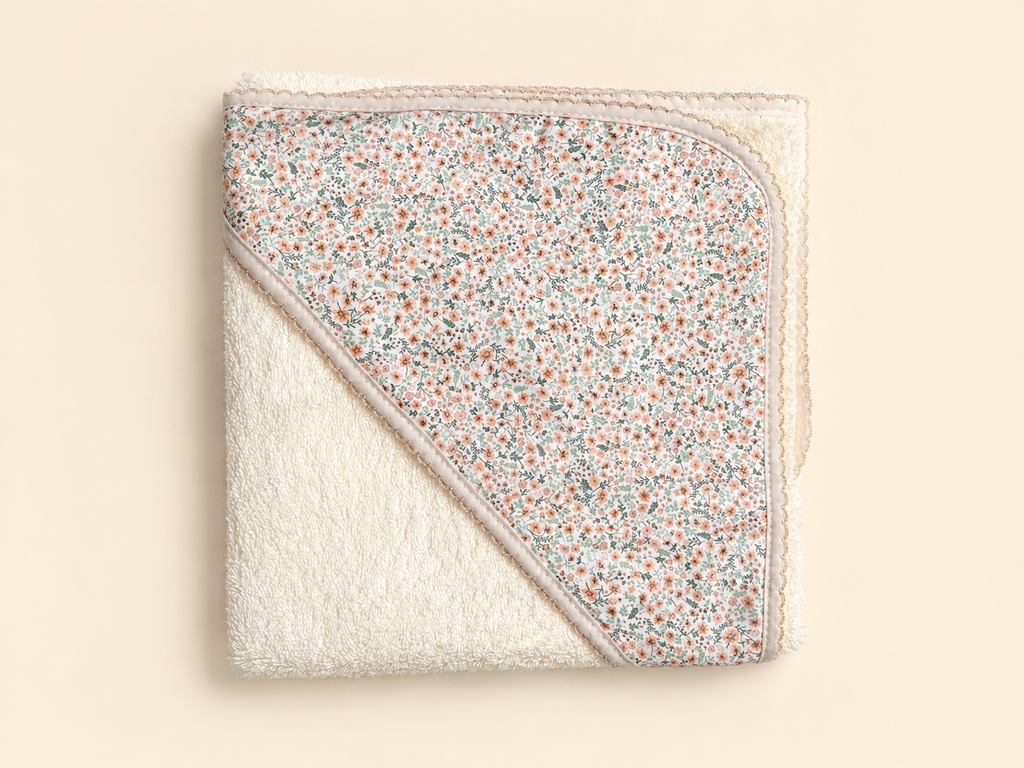 Capa de baño estampado florecitas para bebé 100% algodón