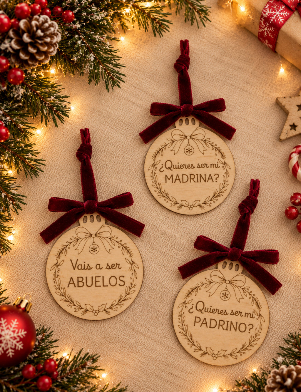 Adorno navideño personalizado de madera